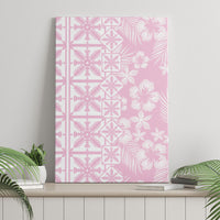 Pastel Pink Kahili Quilt Hawaii Canvas Wall Art Tropical Flower Seamless Half Style