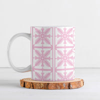 Pastel Pink Kahili Quilt Hawaii Ceramic Mug Tropical Flower Seamless Half Style