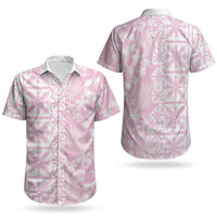 Pastel Pink Kahili Quilt Hawaii Couples Matching Tank Maxi Dress and Hawaiian Shirt Tropical Flower Seamless Half Style LT14 - Polynesian Pride