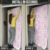Pastel Pink Kahili Quilt Hawaii Door Cover Tropical Flower Seamless Half Style