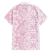Pastel Pink Kahili Quilt Hawaii Family Matching Mermaid Dress and Hawaiian Shirt Tropical Flower Seamless Half Style