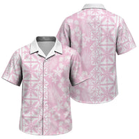 Pastel Pink Kahili Quilt Hawaii Family Matching Off The Shoulder Long Sleeve Dress and Hawaiian Shirt Tropical Flower Seamless Half Style LT14 Son's Shirt Pink - Polynesian Pride
