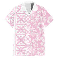 Pastel Pink Kahili Quilt Hawaii Family Matching Summer Maxi Dress and Hawaiian Shirt Tropical Flower Seamless Half Style