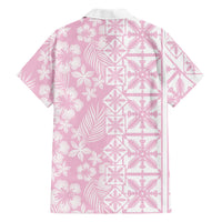 Pastel Pink Kahili Quilt Hawaii Family Matching Summer Maxi Dress and Hawaiian Shirt Tropical Flower Seamless Half Style LT14 Dad's Shirt - Long Sleeve Pink - Polynesian Pride
