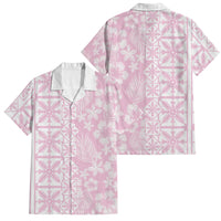 Pastel Pink Kahili Quilt Hawaii Family Matching Tank Maxi Dress and Hawaiian Shirt Tropical Flower Seamless Half Style LT14 Dad's Shirt - Short Sleeve Pink - Polynesian Pride