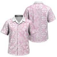 Pastel Pink Kahili Quilt Hawaii Family Matching Tank Maxi Dress and Hawaiian Shirt Tropical Flower Seamless Half Style LT14 Son's Shirt Pink - Polynesian Pride