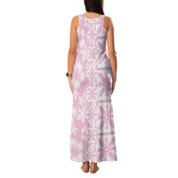 Pastel Pink Kahili Quilt Hawaii Family Matching Tank Maxi Dress and Hawaiian Shirt Tropical Flower Seamless Half Style