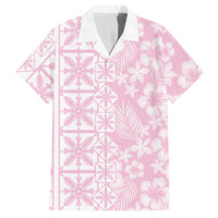 Pastel Pink Kahili Quilt Hawaii Hawaiian Shirt Tropical Flower Seamless Half Style