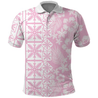 Pastel Pink Kahili Quilt Hawaii Polo Shirt Tropical Flower Seamless Half Style