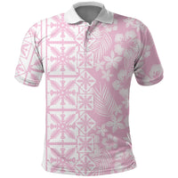 Pastel Pink Kahili Quilt Hawaii Polo Shirt Tropical Flower Seamless Half Style LT14 Pink - Polynesian Pride