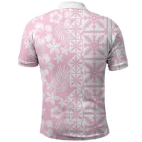 Pastel Pink Kahili Quilt Hawaii Polo Shirt Tropical Flower Seamless Half Style LT14 - Polynesian Pride