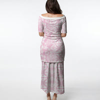 Pastel Pink Kahili Quilt Hawaii Puletasi Tropical Flower Seamless Half Style LT14 - Polynesian Pride
