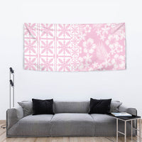 Pastel Pink Kahili Quilt Hawaii Tapestry Tropical Flower Seamless Half Style