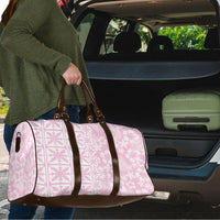 Pastel Pink Kahili Quilt Hawaii Travel Bag Tropical Flower Seamless Half Style