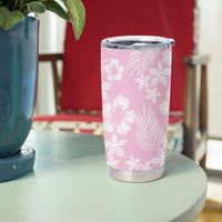 Pastel Pink Kahili Quilt Hawaii Tumbler Cup Tropical Flower Seamless Half Style