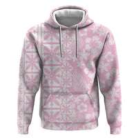 Pastel Pink Kahili Quilt Hawaii Zip Hoodie Tropical Flower Seamless Half Style