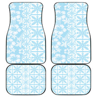 Pastel Blue Kahili Quilt Hawaii Car Mats Tropical Flower Seamless Half Style