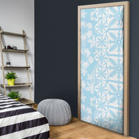 Pastel Blue Kahili Quilt Hawaii Door Cover Tropical Flower Seamless Half Style