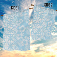 Pastel Blue Kahili Quilt Hawaii Garden Flag Tropical Flower Seamless Half Style