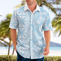 Pastel Blue Kahili Quilt Hawaii Hawaiian Shirt Tropical Flower Seamless Half Style LT14 - Polynesian Pride