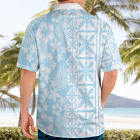 Pastel Blue Kahili Quilt Hawaii Hawaiian Shirt Tropical Flower Seamless Half Style LT14 - Polynesian Pride