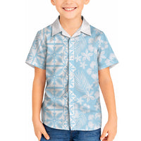 Pastel Blue Kahili Quilt Hawaii Hawaiian Shirt Tropical Flower Seamless Half Style LT14 - Polynesian Pride