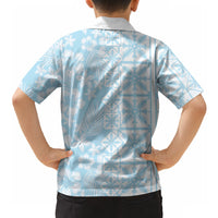 Pastel Blue Kahili Quilt Hawaii Hawaiian Shirt Tropical Flower Seamless Half Style LT14 - Polynesian Pride