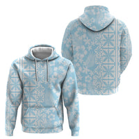 Pastel Blue Kahili Quilt Hawaii Hoodie Tropical Flower Seamless Half Style