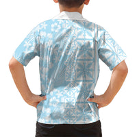 Pastel Blue Kahili Quilt Hawaii Kid Hawaiian Shirt Tropical Flower Seamless Half Style