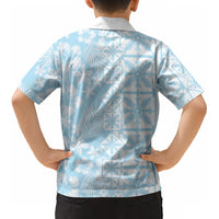 Pastel Blue Kahili Quilt Hawaii Kid Hawaiian Shirt Tropical Flower Seamless Half Style LT14 - Polynesian Pride