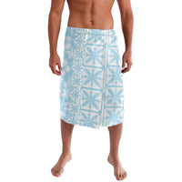 Pastel Blue Kahili Quilt Hawaii Lavalava Tropical Flower Seamless Half Style