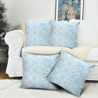 Pastel Blue Kahili Quilt Hawaii Pillow Cover Tropical Flower Seamless Half Style