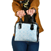 Pastel Blue Kahili Quilt Hawaii Shoulder Handbag Tropical Flower Seamless Half Style