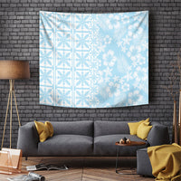 Pastel Blue Kahili Quilt Hawaii Tapestry Tropical Flower Seamless Half Style