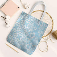 Pastel Blue Kahili Quilt Hawaii Tote Bag Tropical Flower Seamless Half Style