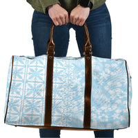 Pastel Blue Kahili Quilt Hawaii Travel Bag Tropical Flower Seamless Half Style