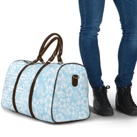 Pastel Blue Kahili Quilt Hawaii Travel Bag Tropical Flower Seamless Half Style