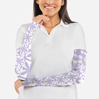 Pastel Purple Kahili Quilt Hawaii Arm Sleeves Tropical Flower Seamless Half Style