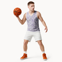 Pastel Purple Kahili Quilt Hawaii Basketball Jersey Tropical Flower Seamless Half Style