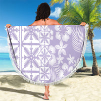Pastel Purple Kahili Quilt Hawaii Beach Blanket Tropical Flower Seamless Half Style
