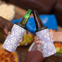 Pastel Purple Kahili Quilt Hawaii 4 in 1 Can Cooler Tumbler Tropical Flower Seamless Half Style