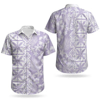 Pastel Purple Kahili Quilt Hawaii Couples Matching Off Shoulder Maxi Dress and Hawaiian Shirt Tropical Flower Seamless Half Style LT14 - Polynesian Pride