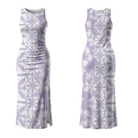 Pastel Purple Kahili Quilt Hawaii Couples Matching Tank Maxi Dress and Hawaiian Shirt Tropical Flower Seamless Half Style LT14 - Polynesian Pride