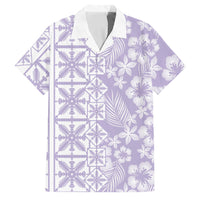 Pastel Purple Kahili Quilt Hawaii Family Matching Mermaid Dress and Hawaiian Shirt Tropical Flower Seamless Half Style