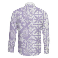 Pastel Purple Kahili Quilt Hawaii Family Matching Mermaid Dress and Hawaiian Shirt Tropical Flower Seamless Half Style