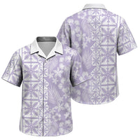 Pastel Purple Kahili Quilt Hawaii Family Matching Off Shoulder Maxi Dress and Hawaiian Shirt Tropical Flower Seamless Half Style LT14 Son's Shirt Purple - Polynesian Pride