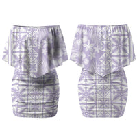 Pastel Purple Kahili Quilt Hawaii Family Matching Off Shoulder Short Dress and Hawaiian Shirt Tropical Flower Seamless Half Style LT14 Mom's Dress Purple - Polynesian Pride
