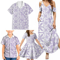 Pastel Purple Kahili Quilt Hawaii Family Matching Summer Maxi Dress and Hawaiian Shirt Tropical Flower Seamless Half Style LT14 - Polynesian Pride