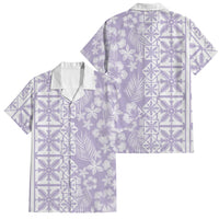 Pastel Purple Kahili Quilt Hawaii Family Matching Summer Maxi Dress and Hawaiian Shirt Tropical Flower Seamless Half Style LT14 Dad's Shirt - Short Sleeve Purple - Polynesian Pride