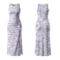 Pastel Purple Kahili Quilt Hawaii Family Matching Tank Maxi Dress and Hawaiian Shirt Tropical Flower Seamless Half Style LT14 Mom's Dress Purple - Polynesian Pride